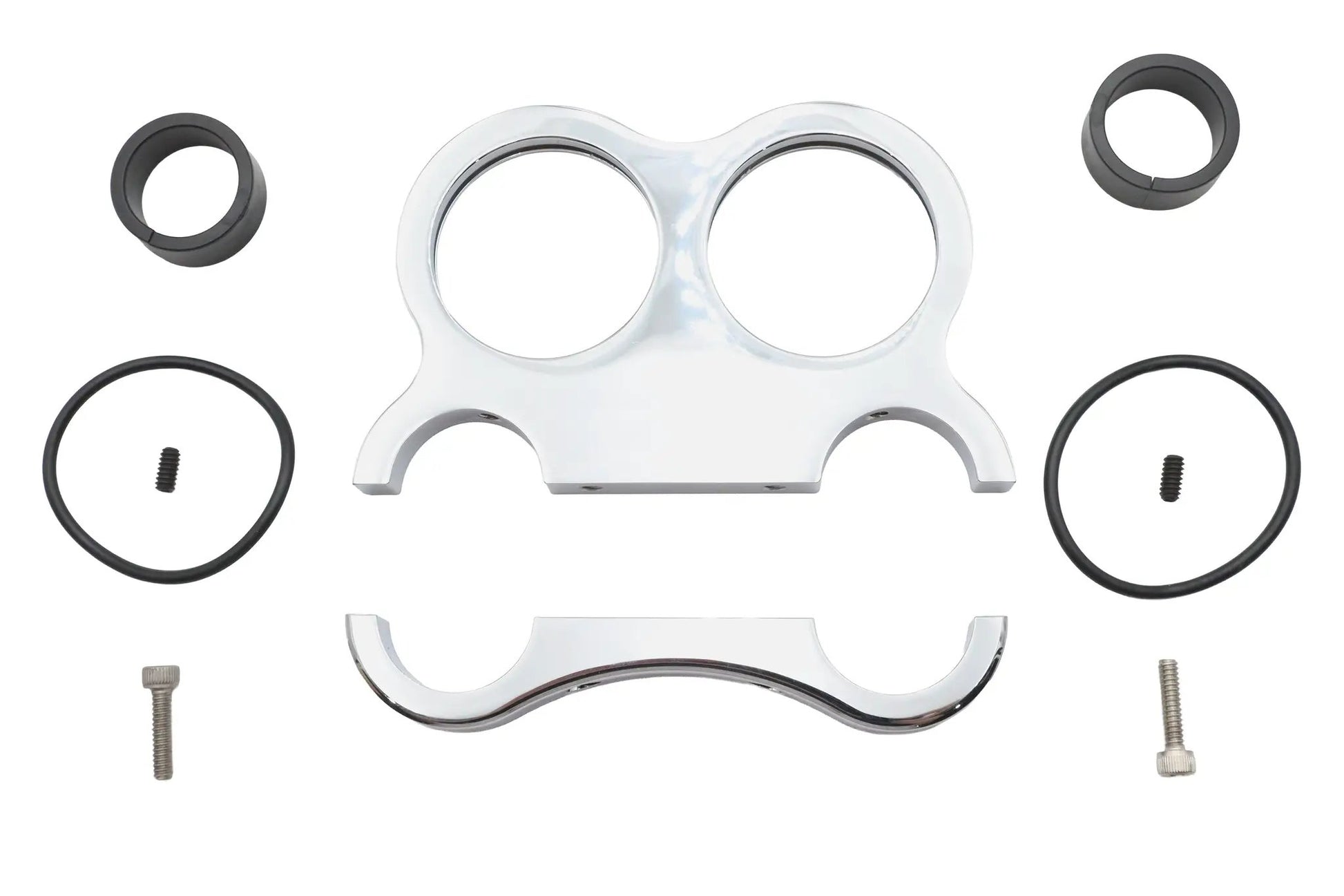V-Twin Chrome Billet 48mm Dual Gauge Mount for 1 to 1-1/4 inch Handlebars by V-Twin