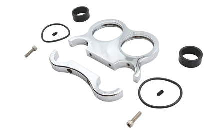 V-Twin Chrome Billet 48mm Dual Gauge Mount for 1 to 1-1/4 inch Handlebars by V-Twin