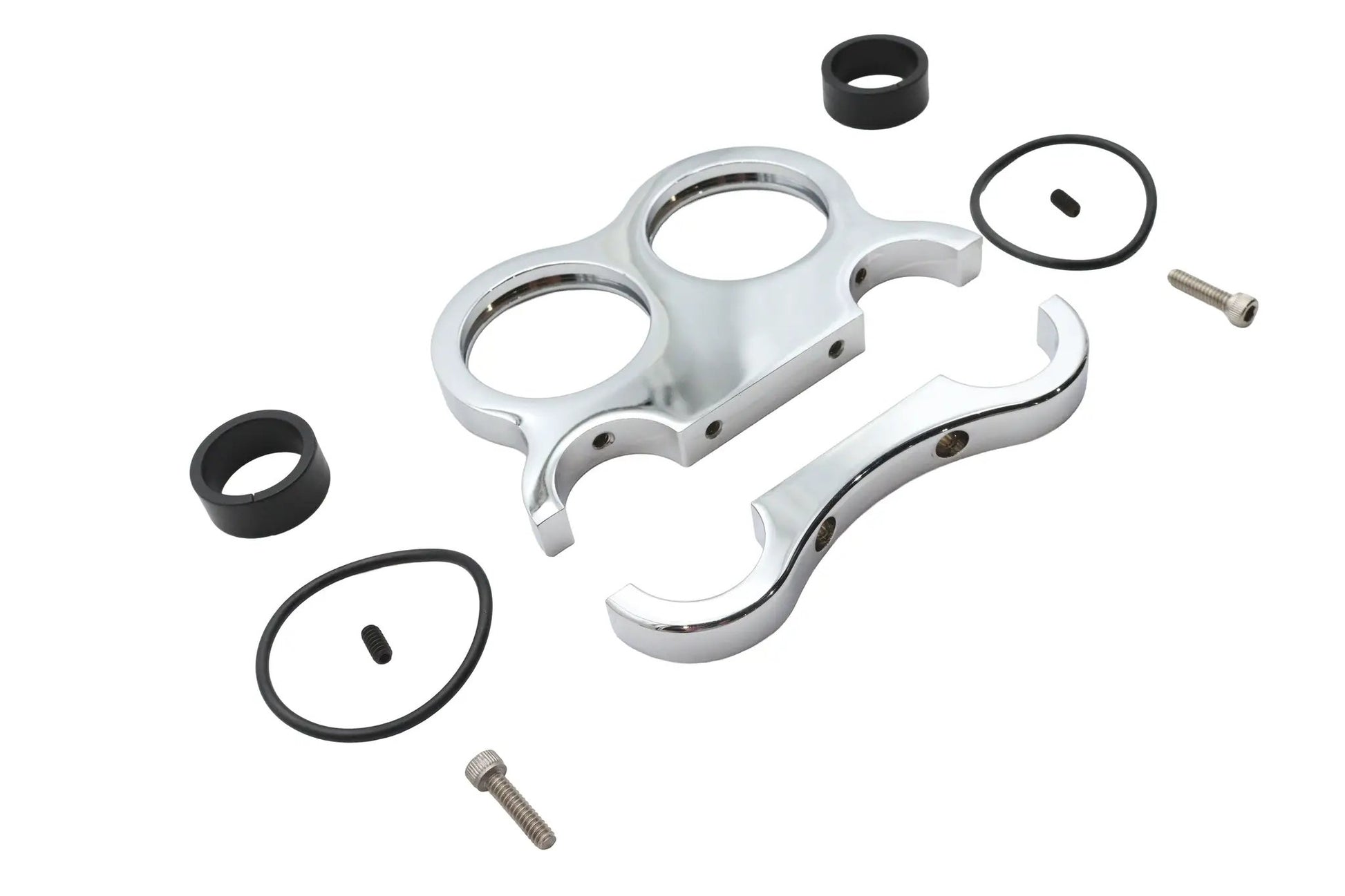 V-Twin Chrome Billet 48mm Dual Gauge Mount for 1 to 1-1/4 inch Handlebars by V-Twin