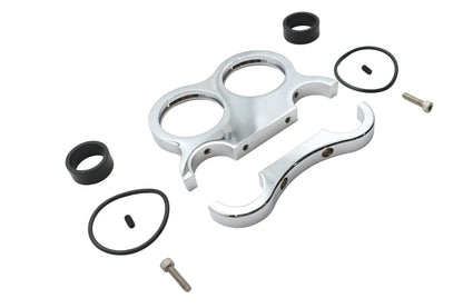 V-Twin Chrome Billet 48mm Dual Gauge Mount for 1 to 1-1/4 inch Handlebars by V-Twin