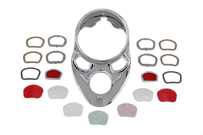 V-Twin 1937 Harley Davidson EL Dash Panel Kit with Chrome Lens Frames and Tunnels by V-Twin
