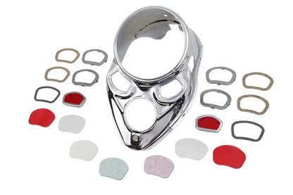 V-Twin 1937 Harley Davidson EL Dash Panel Kit with Chrome Lens Frames and Tunnels by V-Twin