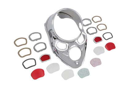 V-Twin 1937 Harley Davidson EL Dash Panel Kit with Chrome Lens Frames and Tunnels by V-Twin