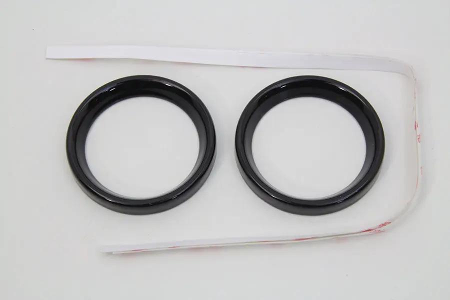V-Twin 2 Inch Gauge Bezel Cover Kit with Black Finish for Harley Davidson FLH Models by V-Twin
