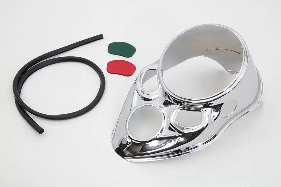 V-Twin Chrome Skull Dash Panel with Red Lens for 1937 Harley Davidson EL, UL, WL by V-Twin