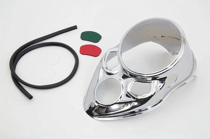 V-Twin Chrome Skull Dash Panel with Red Lens for 1937 Harley Davidson EL, UL, WL by V-Twin