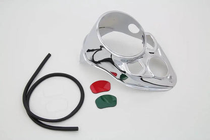 V-Twin Chrome Skull Dash Panel with Red Lens for 1937 Harley Davidson EL, UL, WL by V-Twin