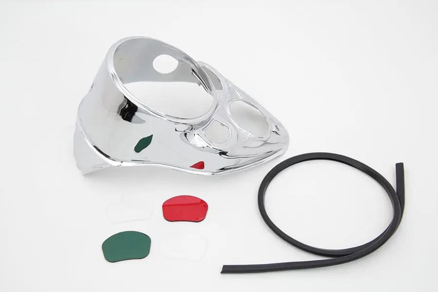 V-Twin Chrome Skull Dash Panel with Red Lens for 1937 Harley Davidson EL, UL, WL by V-Twin