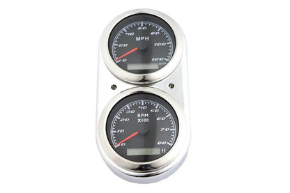 V-Twin GPS Speedometer and Tachometer Dash Kit for Harley Davidson FXD (1991-2000) with Chrome Finish by V-Twin