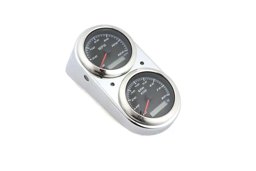 V-Twin GPS Speedometer and Tachometer Dash Kit for Harley Davidson FXD (1991-2000) with Chrome Finish by V-Twin