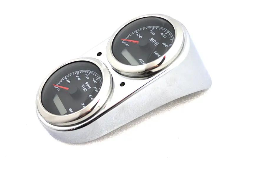V-Twin GPS Speedometer and Tachometer Dash Kit for Harley Davidson FXD (1991-2000) with Chrome Finish by V-Twin