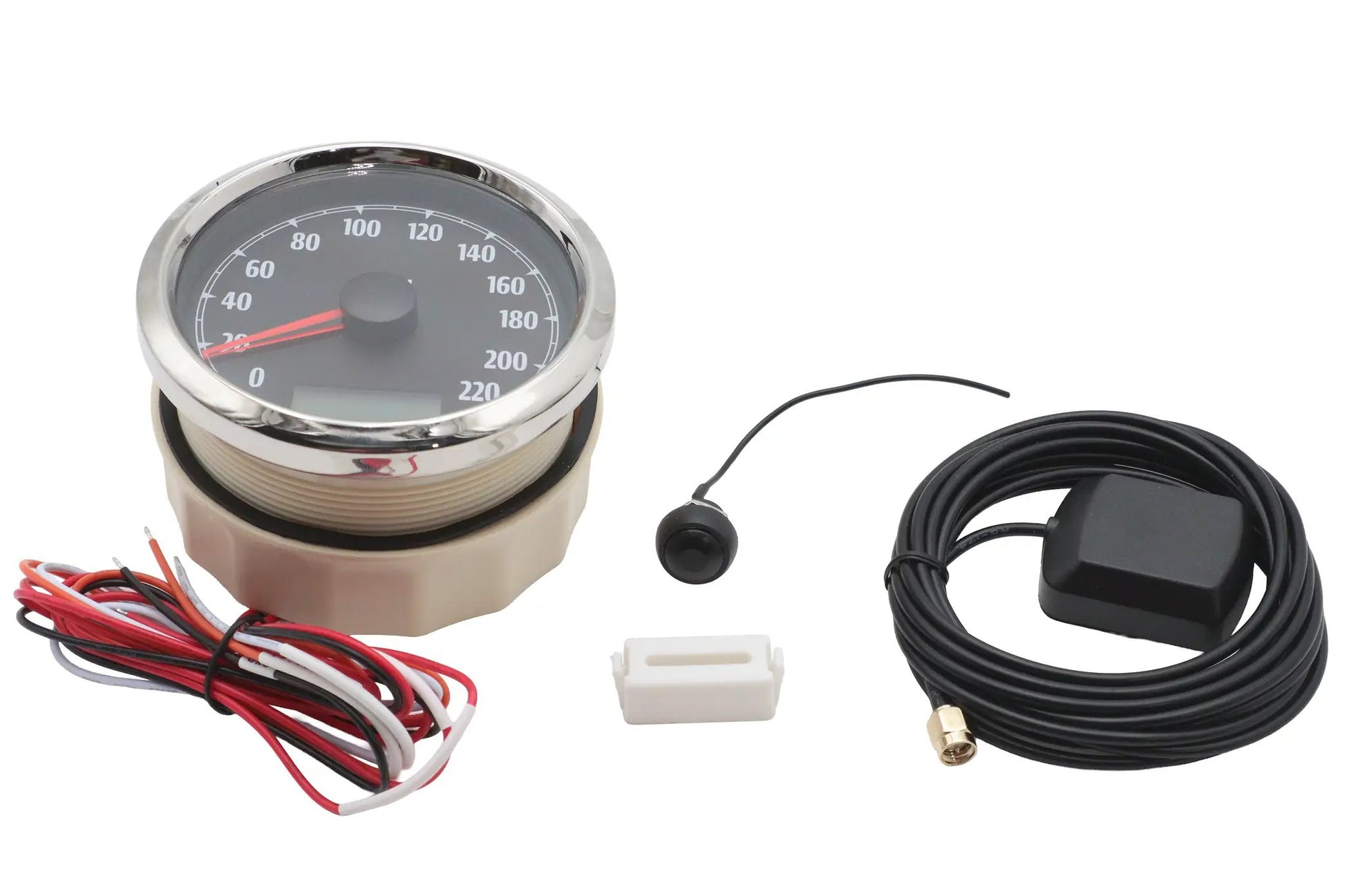 V-Twin 85mm GPS Speedometer Black Face with Chrome Housing - Part 93148B by V-Twin