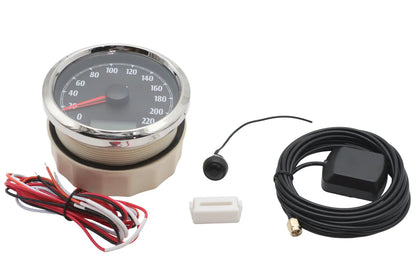 V-Twin 85mm GPS Speedometer Black Face with Chrome Housing - Part 93148B by V-Twin