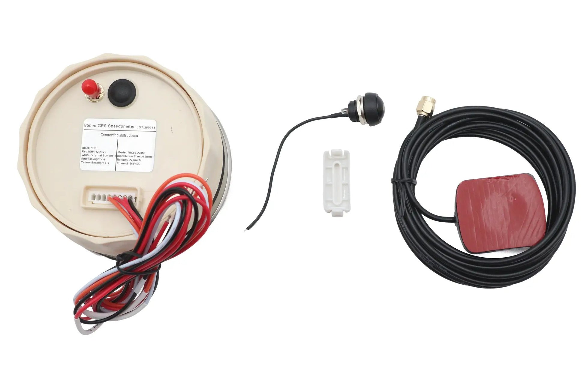 V-Twin 85mm GPS Speedometer Black Face with Chrome Housing - Part 93148B by V-Twin