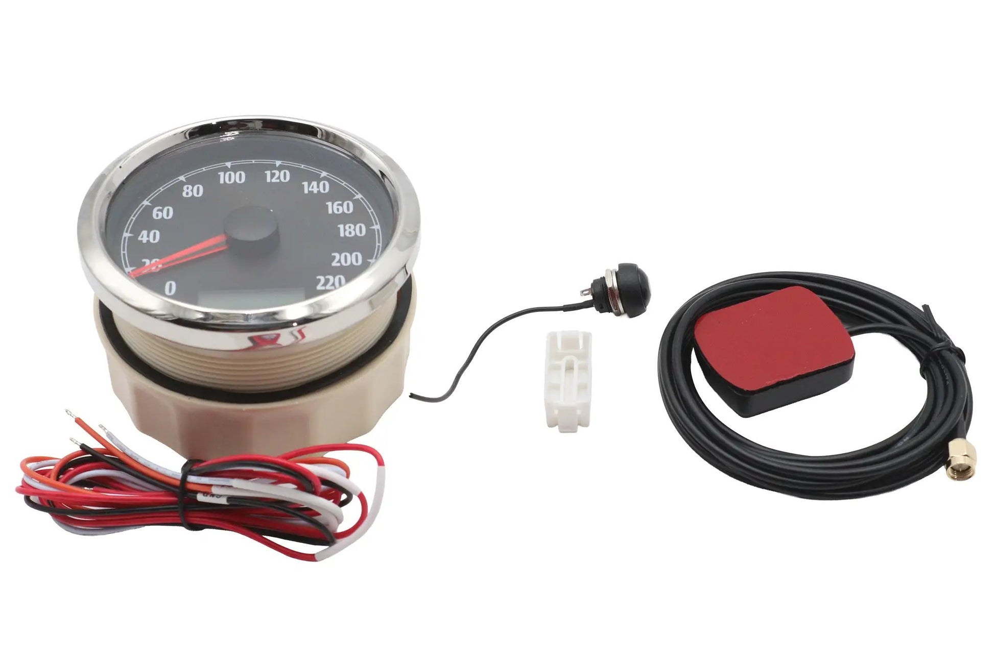 V-Twin 85mm GPS Speedometer Black Face with Chrome Housing - Part 93148B by V-Twin