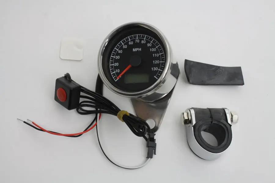 V-Twin Electronic Speedometer 2240:60 with 12V LED Backlight and Recalibration for Motorcycles by V-Twin