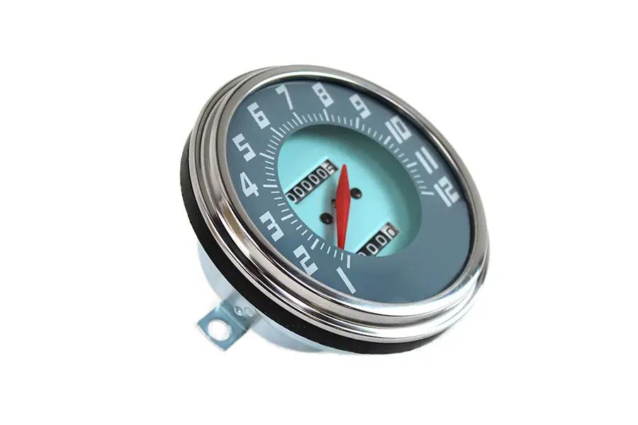 V-Twin FLH 2:1 Ratio Replica Grey-Blue Face Speedometer for Harley Davidson FL (Part #70845G) by V-Twin