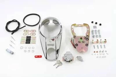 V-Twin Chrome 2 Light Dash Cover Kit for Harley Davidson FL Models by V-Twin