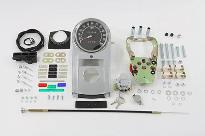 V-Twin Chrome Cast Dash Panel Kit with 1:1 Ratio Speedometer for Harley Davidson FLH (1968-1977) by V-Twin