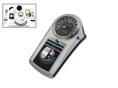 V-Twin Chrome Cast Dash Panel Kit with 2:1 Ratio Speedometer for Harley Davidson FL 1948-1957 by V-Twin