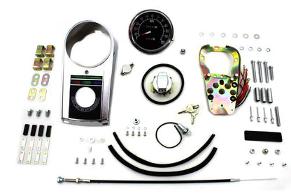 V-Twin Chrome Cast Dash Panel Kit with 2:1 Ratio Speedometer for Harley Davidson FL 1948-1957 by V-Twin