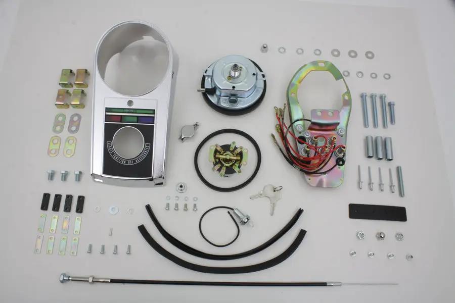 V-Twin Chrome Cast Dash Panel Kit with 2:1 Ratio Speedometer for Harley Davidson FL 1948-1957 by V-Twin