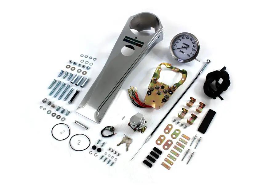 V-Twin Long Rider Style Dash Kit with 2:1 Speedometer for Harley Davidson FL Models by V-Twin
