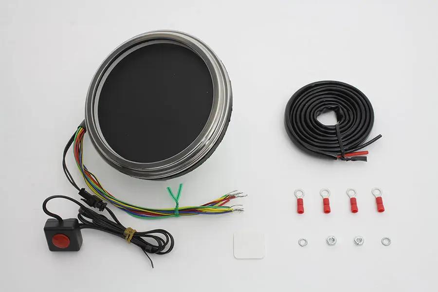 V-Twin 76744B LED Digital Speedometer Assembly with Brass Nut Cable Fittings by V-Twin