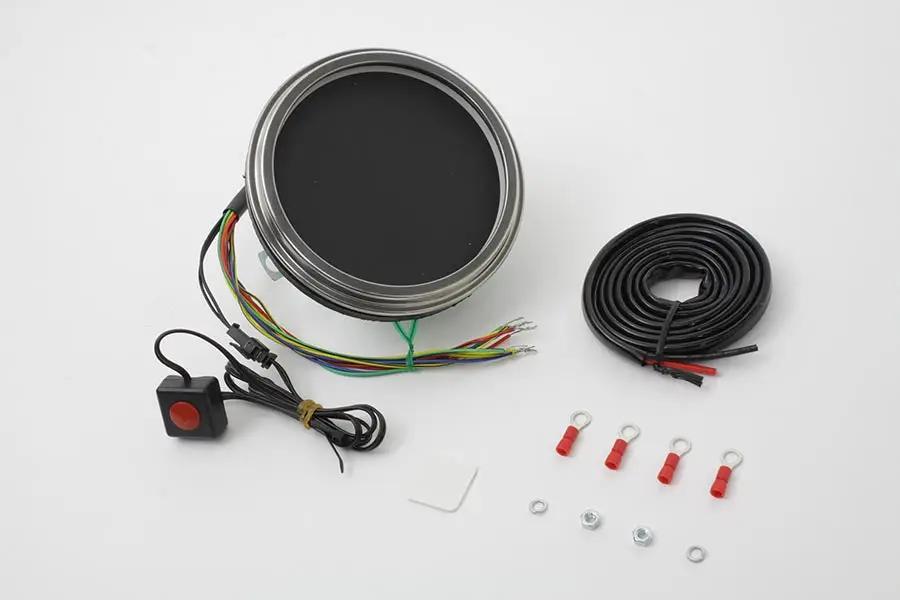 V-Twin 76744B LED Digital Speedometer Assembly with Brass Nut Cable Fittings by V-Twin