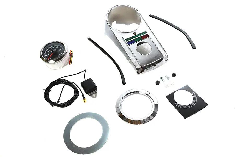 V-Twin 85mm GPS Speedometer Kit Chrome for Harley Davidson FL Models by V-Twin