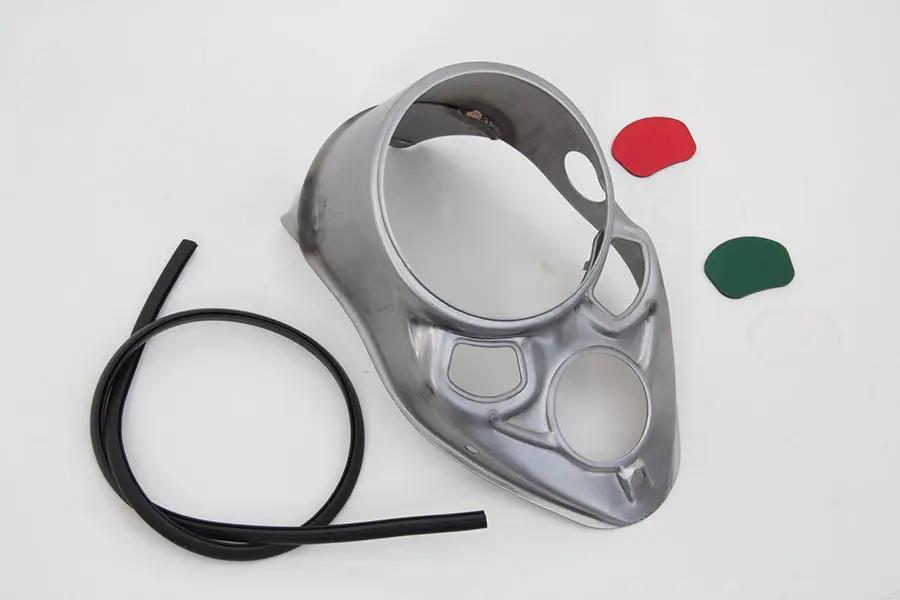 V-Twin Raw Skull Dash Panel with Red Lens for 1937 Harley Davidson EL, UL, WL by V-Twin