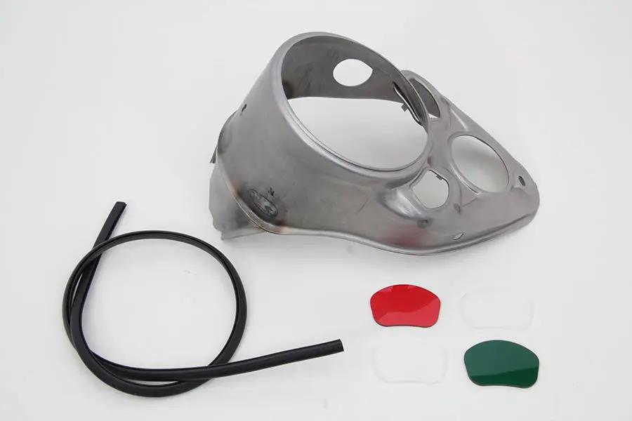 V-Twin Raw Skull Dash Panel with Red Lens for 1937 Harley Davidson EL, UL, WL by V-Twin