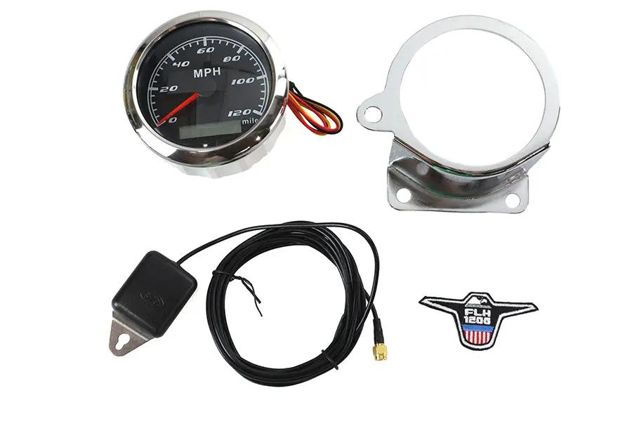 V-Twin 85mm GPS Speedometer Kit with Chrome Gauge Bracket for Harley Davidson XL Models by V-Twin