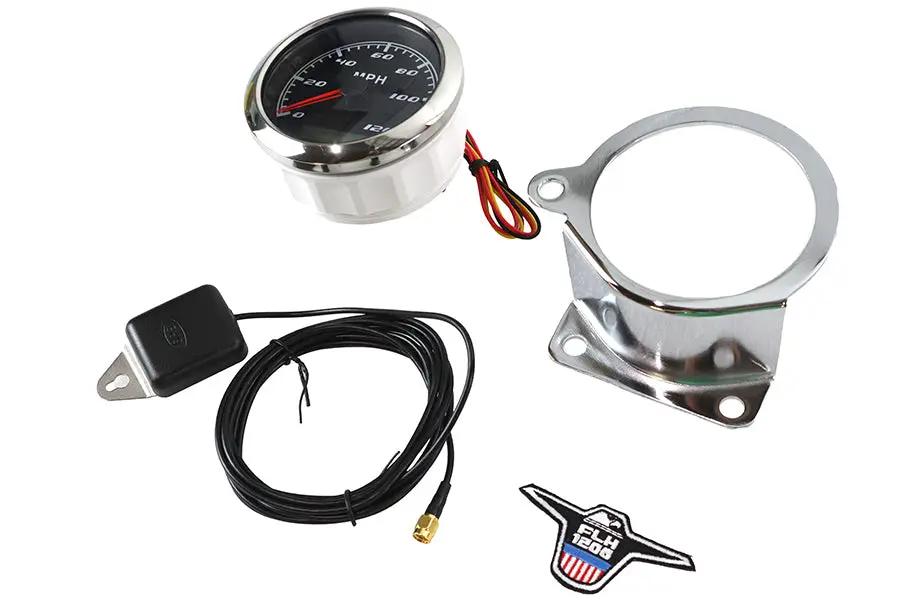 V-Twin 85mm GPS Speedometer Kit with Chrome Gauge Bracket for Harley Davidson XL Models by V-Twin