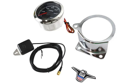 V-Twin 85mm GPS Speedometer Kit with Chrome Gauge Bracket for Harley Davidson XL Models by V-Twin
