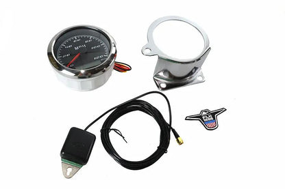 V-Twin 85mm GPS Speedometer Kit with Chrome Gauge Bracket for Harley Davidson XL Models by V-Twin