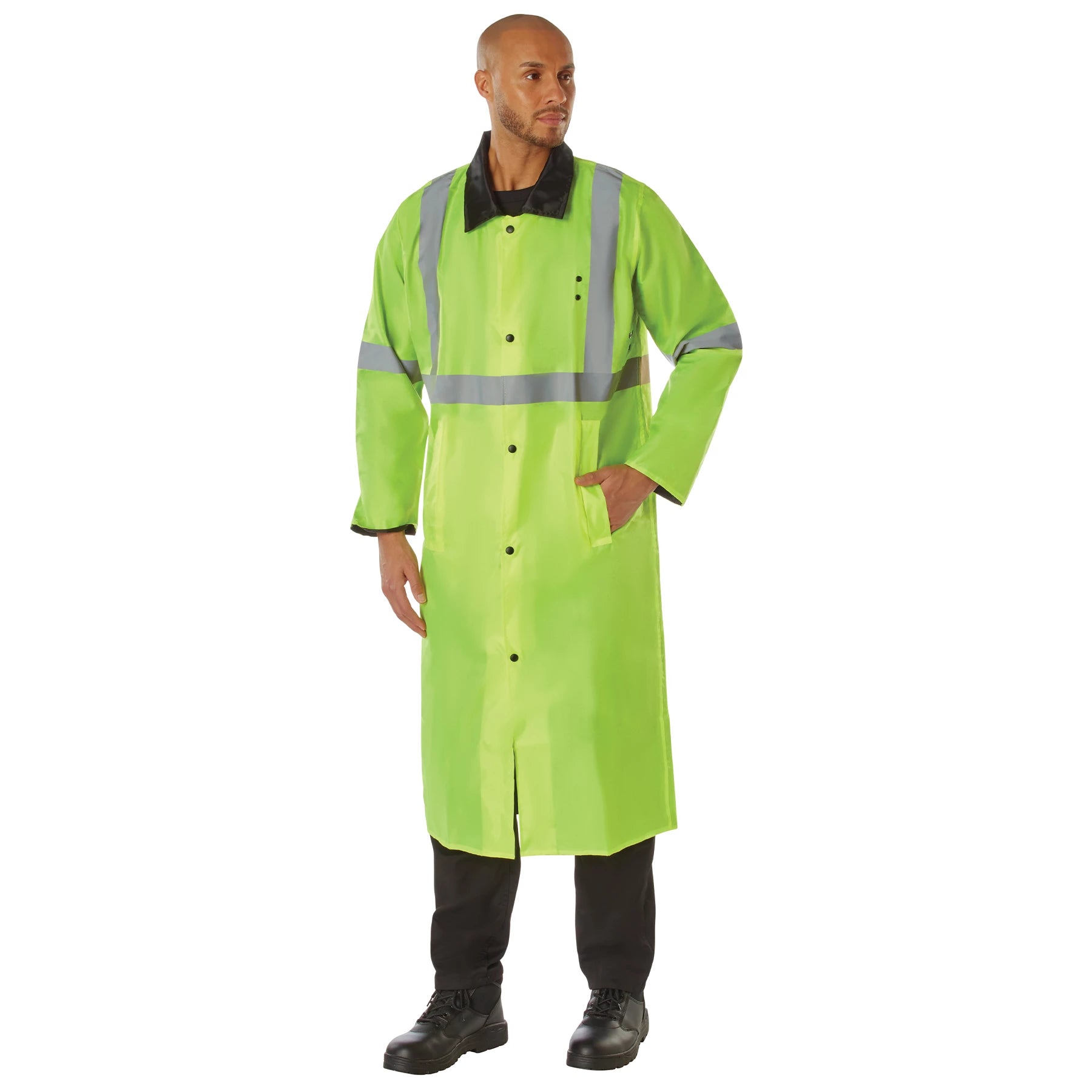 Rothco Reversible Reflective Rain Parka in Safety Green Size Small