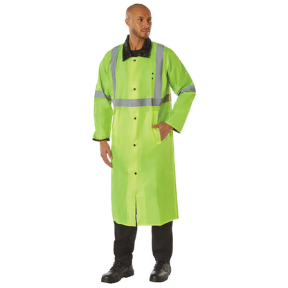 Rothco Reversible Reflective Rain Parka in Safety Green Size Small