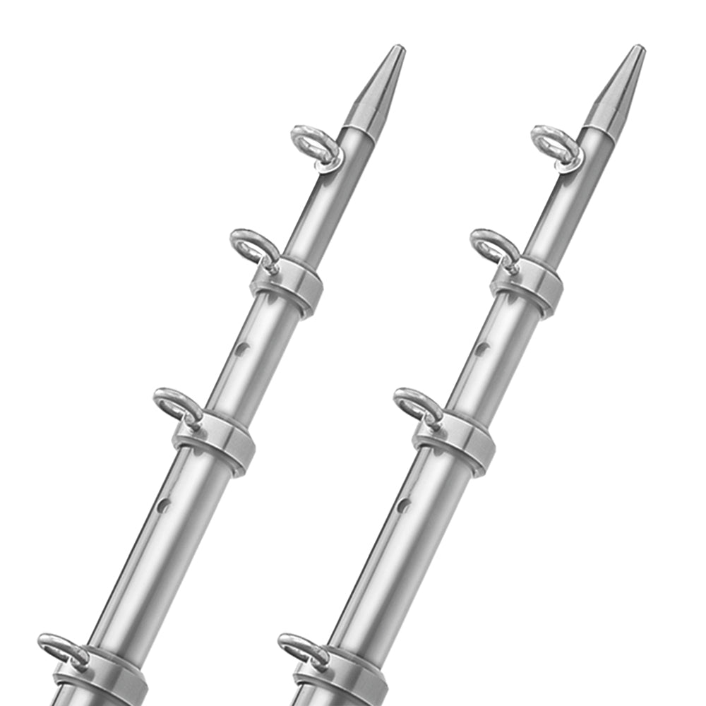 TACO Marine 15' Telescoping Outriggers HD 1-1/2 inch Diameter - Silver/Silver