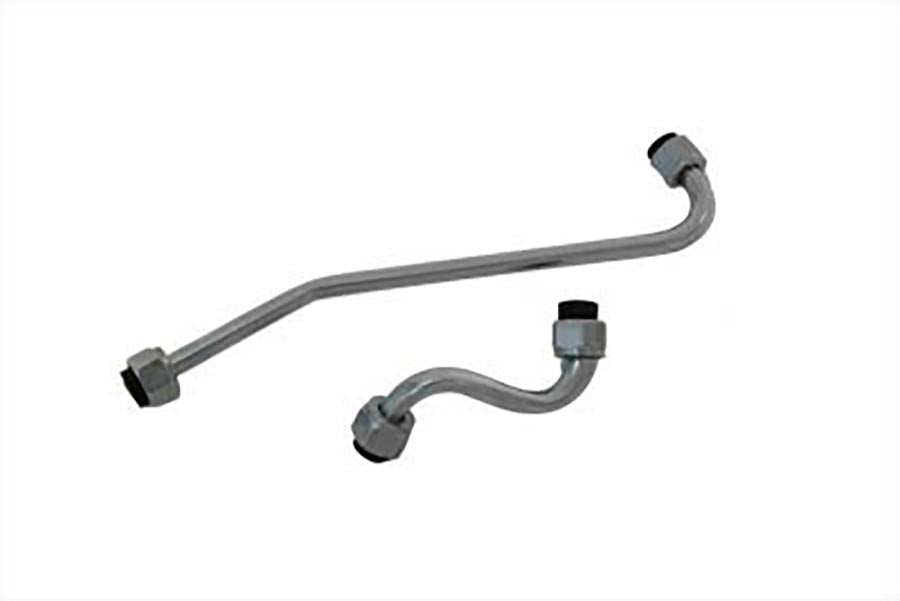 V-Twin 50224 Chrome Oil Filter Line Set for Harley-Davidson Rigid Frames