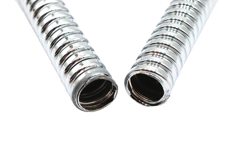 V-Twin Chrome Metal Hose Cover - Durable Protective Sleeve for Oil Lines