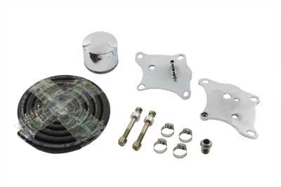 V-Twin Oil Filter Kit for Harley Davidson XL 1982-1984 with Chrome Motor Mount Plates and Hose Clamps by V-Twin