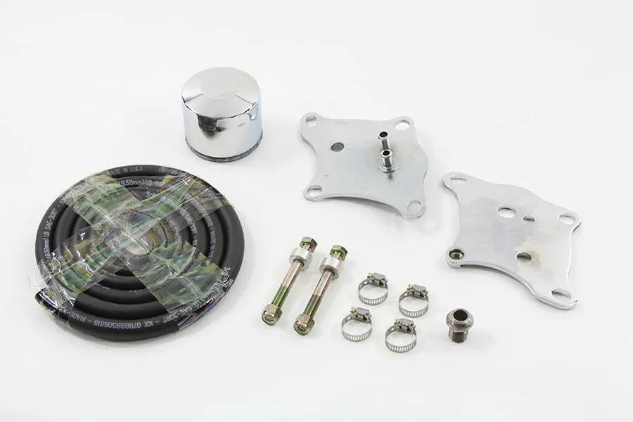V-Twin Oil Filter Kit for Harley Davidson XL 1982-1984 with Chrome Motor Mount Plates and Hose Clamps by V-Twin