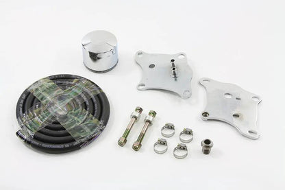 V-Twin Oil Filter Kit for Harley Davidson XL 1982-1984 with Chrome Motor Mount Plates and Hose Clamps by V-Twin