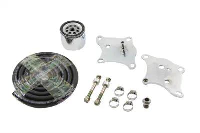 V-Twin Oil Filter Kit for Harley Davidson XL 1982-1984 with Chrome Motor Mount Plates and Hose Clamps by V-Twin