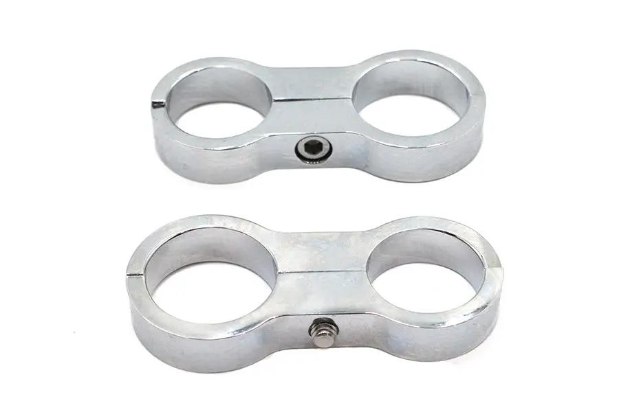 Wyatt Gatling Chrome Billet Oil Cooler Clamp Set – 1-1/8 inch Diameter Mounting for Frame Tubes by Wyatt Gatling