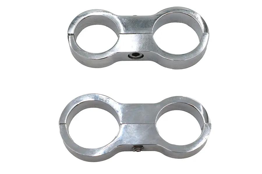 Wyatt Gatling Chrome Billet Oil Cooler Clamp Set – 1-1/8 inch Diameter Mounting for Frame Tubes by Wyatt Gatling