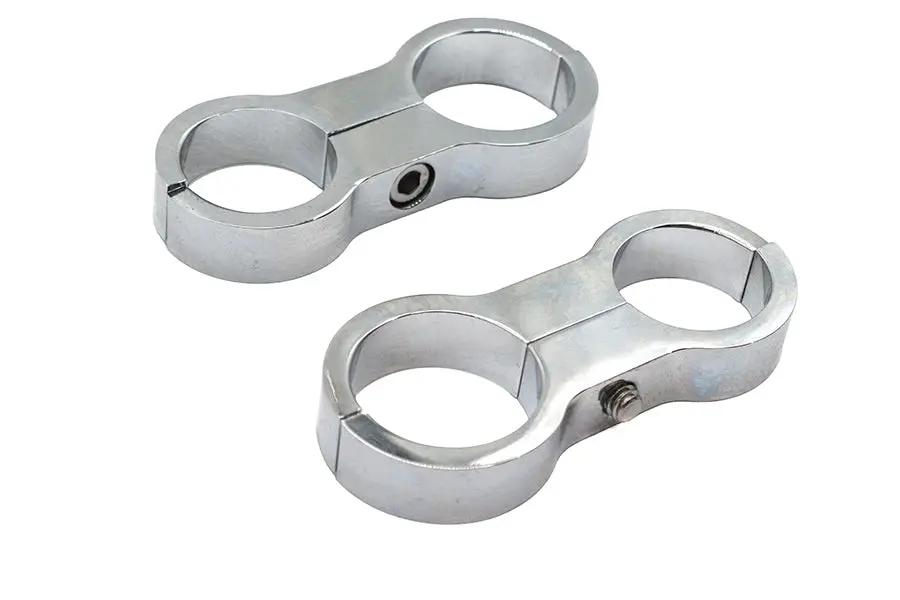 Wyatt Gatling Chrome Billet Oil Cooler Clamp Set – 1-1/8 inch Diameter Mounting for Frame Tubes by Wyatt Gatling