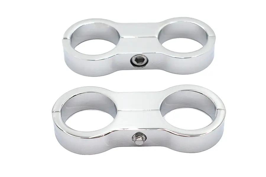 Wyatt Gatling Chrome Billet Oil Cooler Clamp Set for 1-1/8 Inch Diameter Oil Coolers by Wyatt Gatling