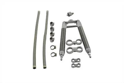 V-Twin Dual Tube Oil Cooler Kit Chrome for Harley Davidson FL Models by V-Twin
